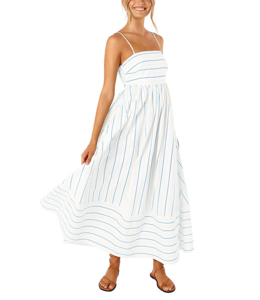 Women's Striped Back Smocked Maxi Dress